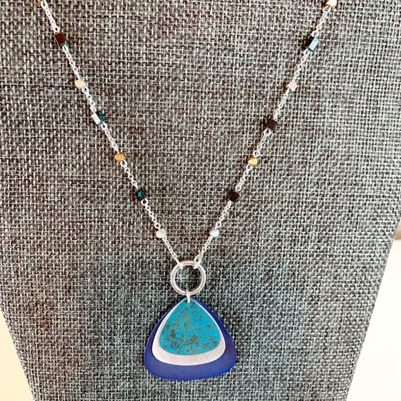 J. Jill Jewelry - J. Jill Blue Turquoise Siver tone Necklace
